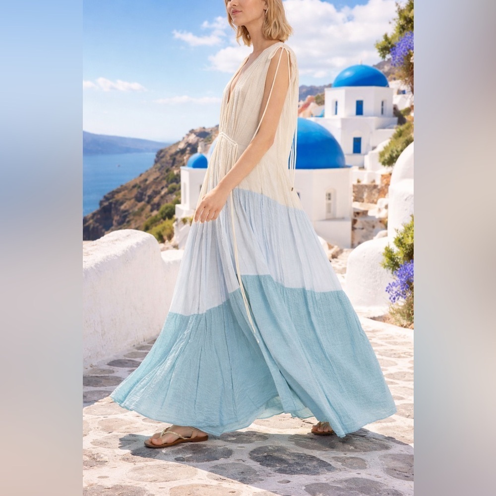 Lee Mathews Grecian Tiered Dress SzUS2